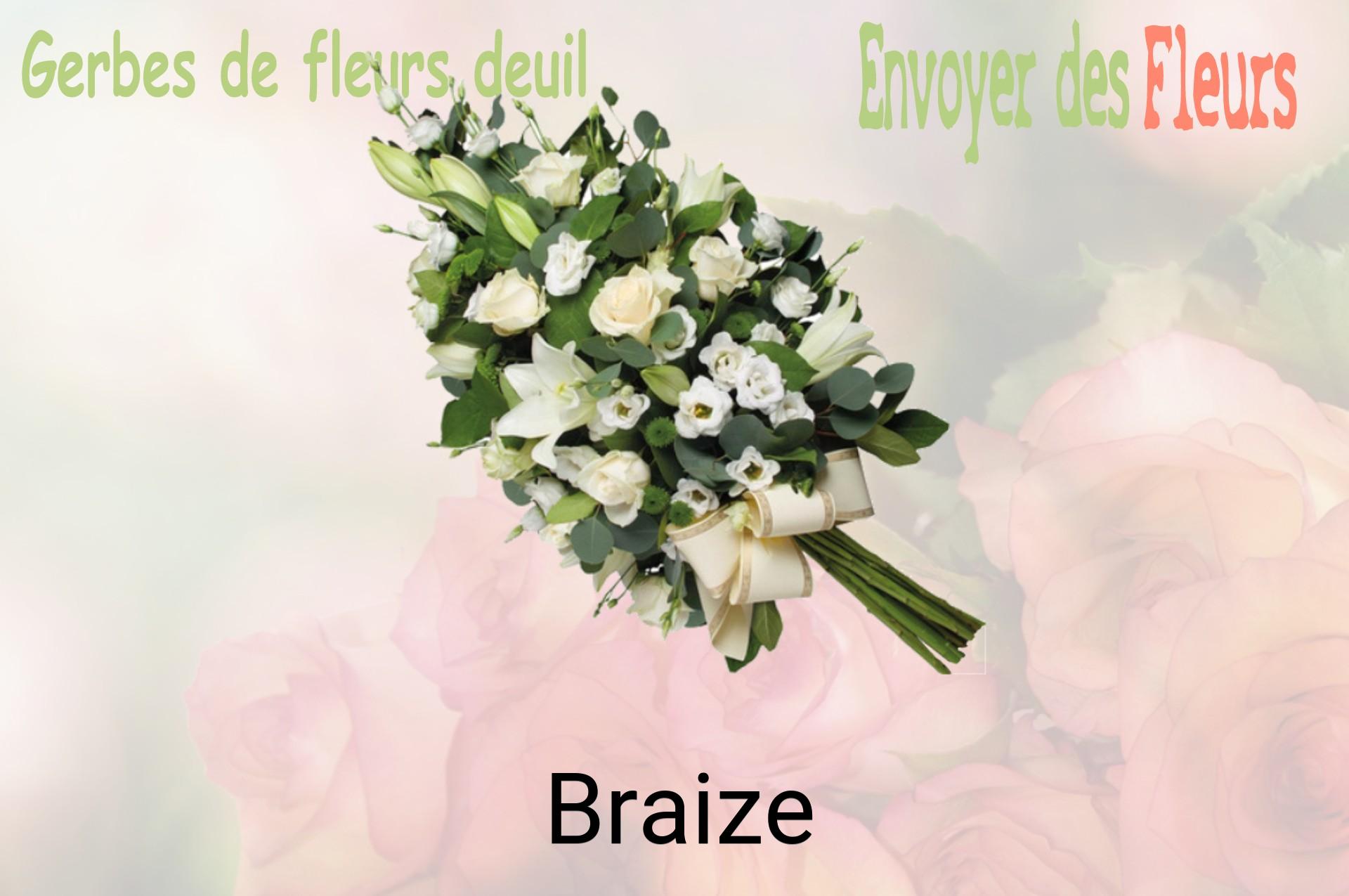 Gerbe de fleurs de deuil livrée à Braize